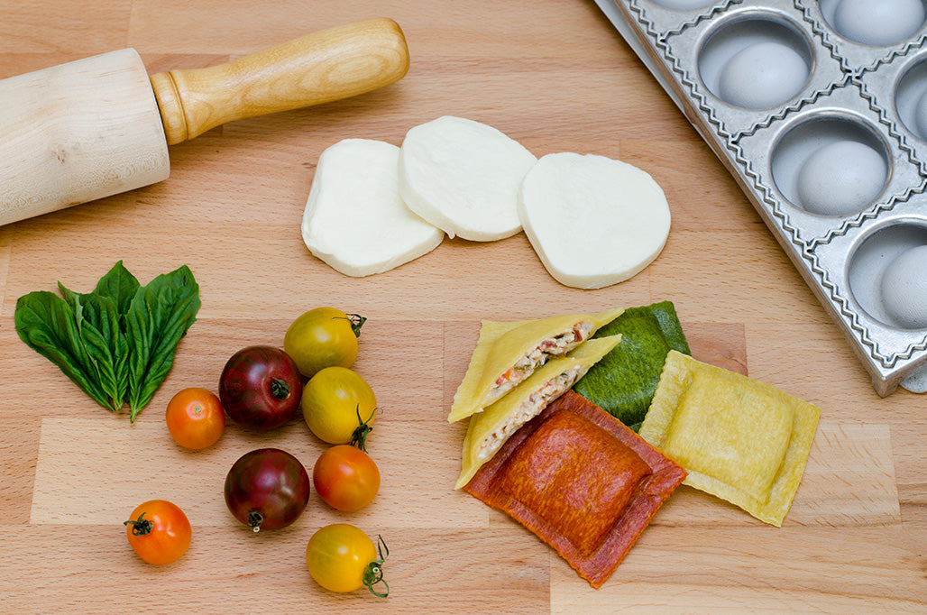 Heirloom Tomato & Fresh Mozzarella Ravioli in Basil, Tomato & Egg Doughs - 12 PC, About 12 OZ