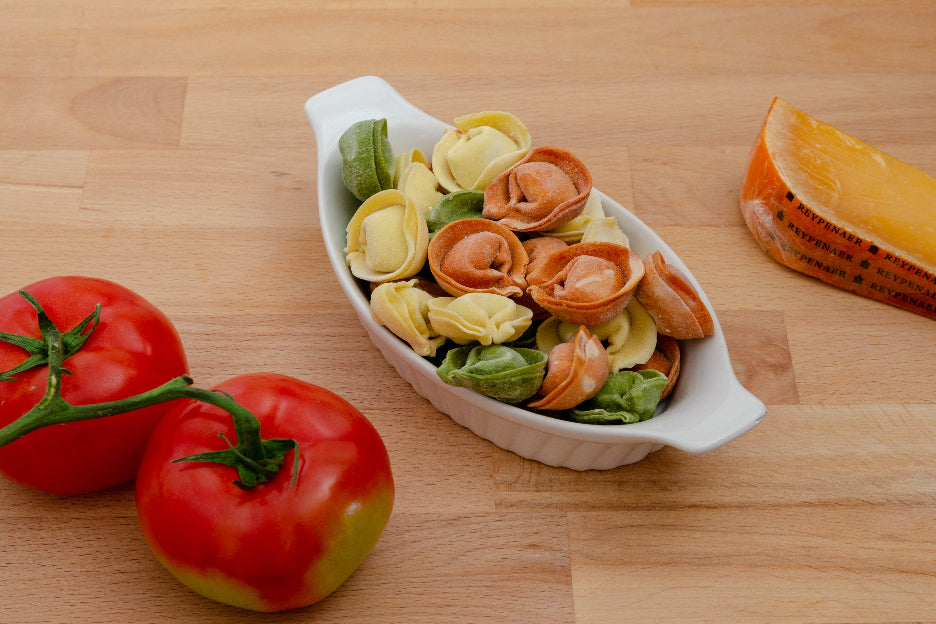 Rainbow Cheese Large Tortelloni in Egg, Spinach & Tomato Dough - About 12 OZ